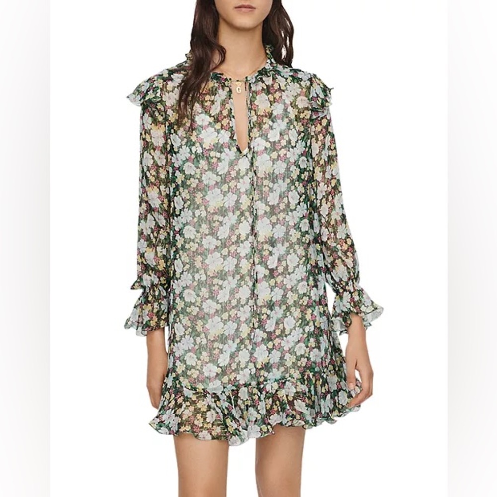 🆕 Maje ‘Rullina’ Silk Floral Mini Dress Sz 1, XS, S